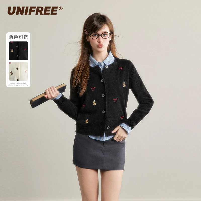 【芋总专属】UNIFREE舒适软糯短款圆领针织开衫U243N310B1B1