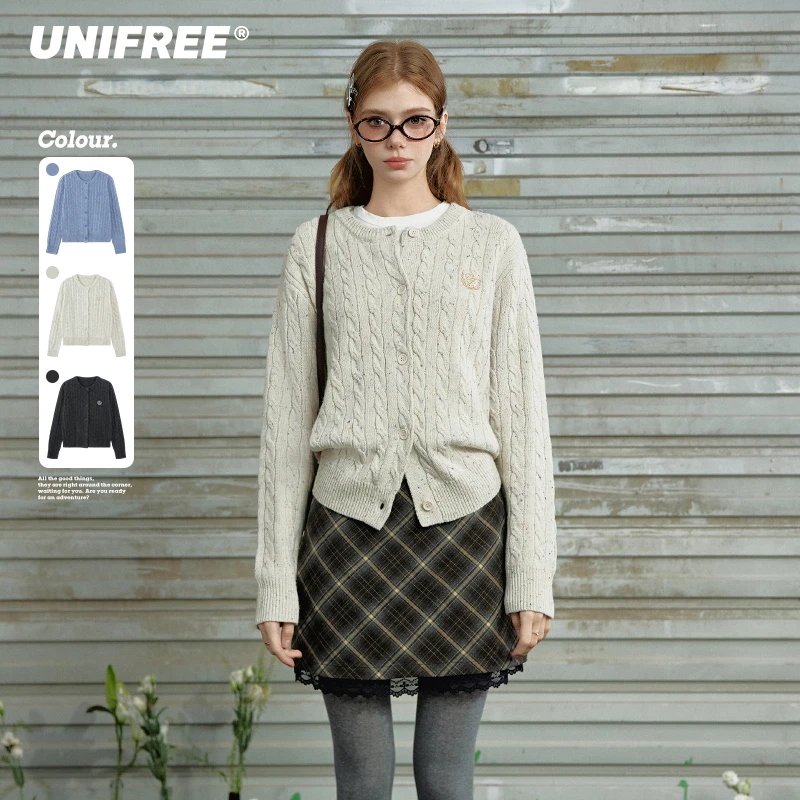 0128【金拐子专属】UNIFREE软糯舒适圆领针织开衫U243N205N1C1