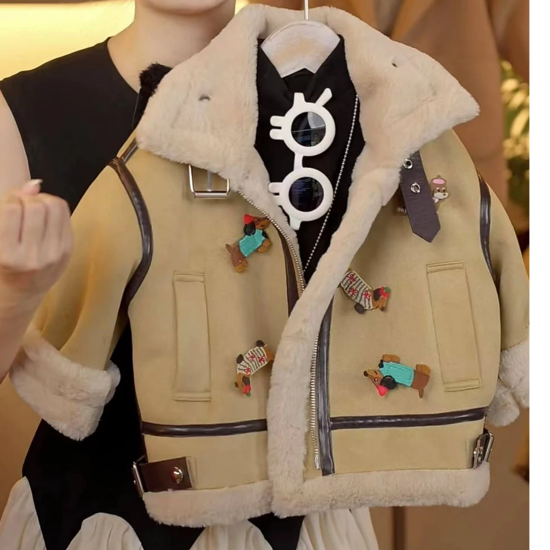 幂姐原创2024秋季男女童保暖毛毛夹克外套MJQ242375