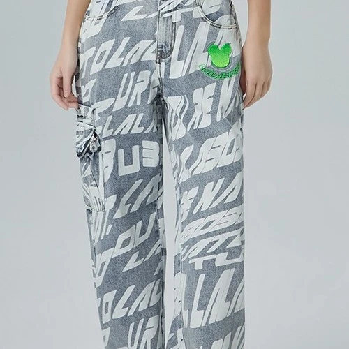 石家庄LABO时尚宽松直筒显高字母潮酷撞色牛仔裤|LBCA-WXZC21