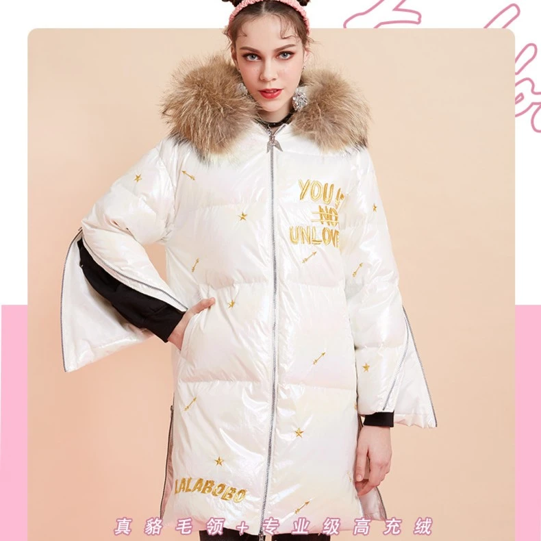 石家庄奥莱LABO亮面刺绣长款羽绒服L19D-WWYW26