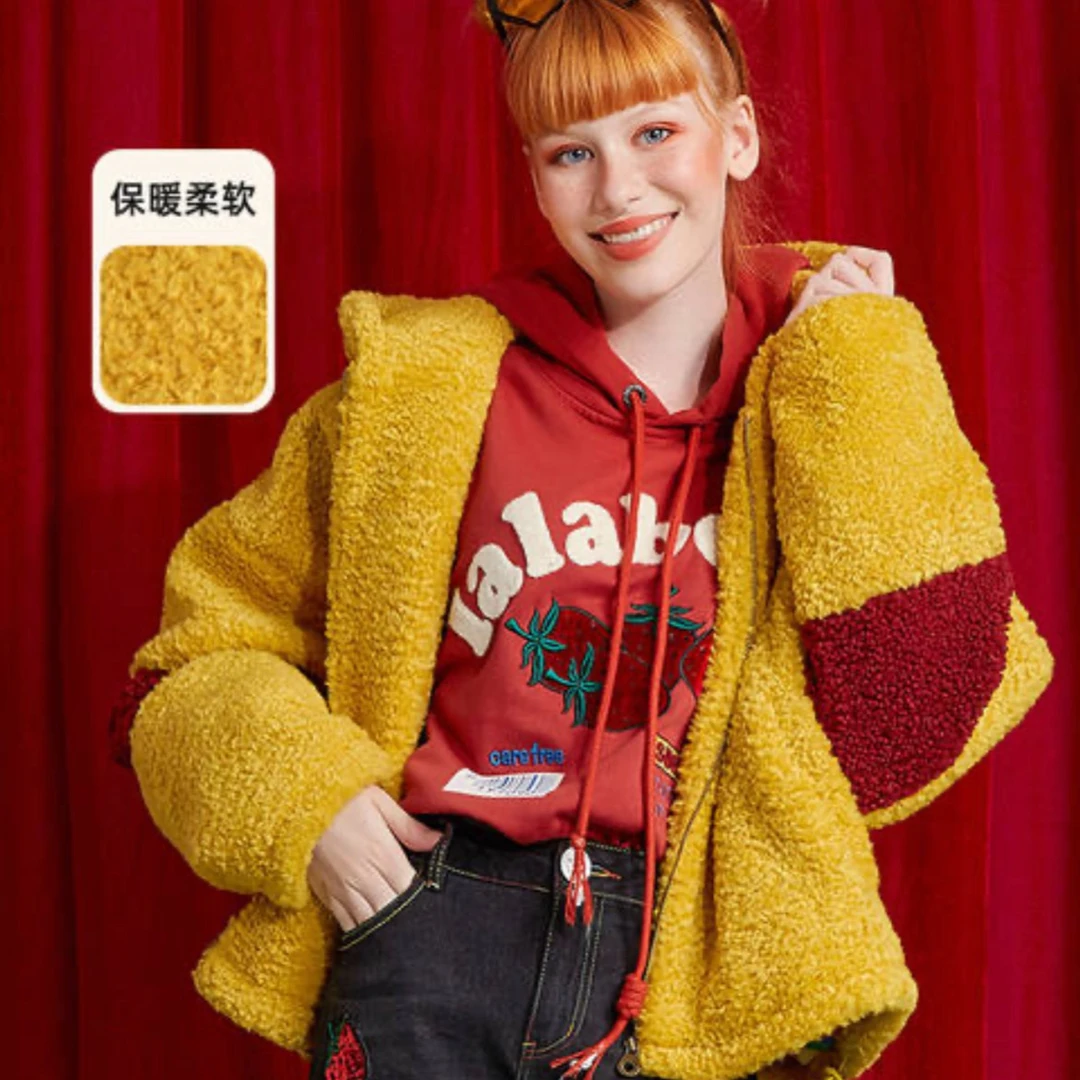 石家庄奥莱LABO少女标本短款毛绒外套L19C-WWRW16