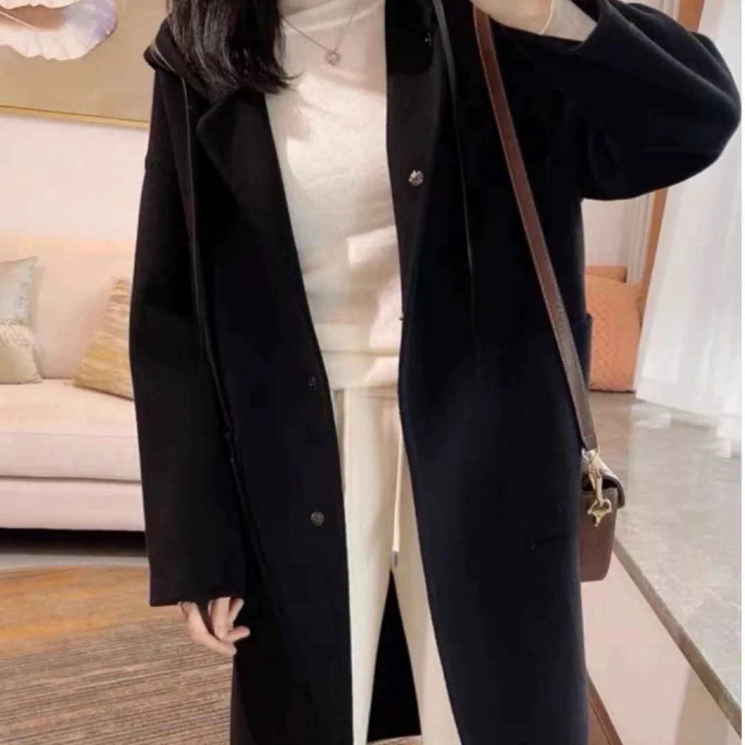 N6517 新款双面羊毛大衣时尚百搭长款外套