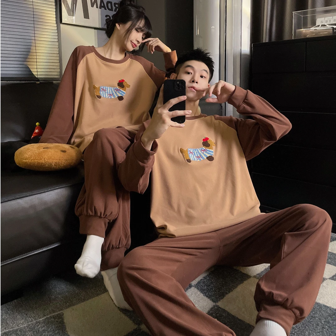 【德绒保暖】情侣款睡衣厚款冬季高级感家居服-203（DK）-203（DK）-1