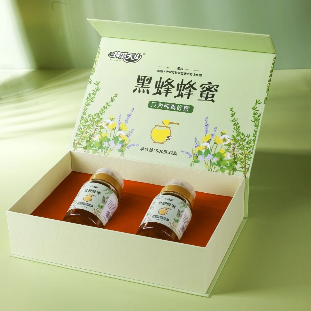 新疆特产 伊犁尼勒克黑蜂蜂蜜礼盒 蜂采天山500g*2黑蜂蜂蜜礼盒