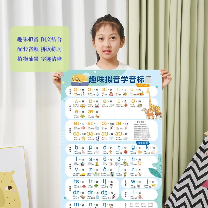 【趣味拟音学音标】中小学英语知识挂图 音标记单词 时态短语
