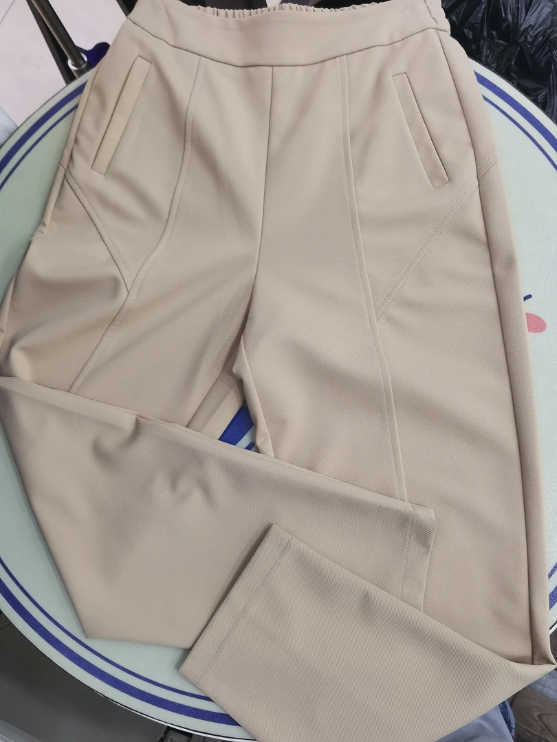 米色休闲哈伦裤百搭高腰