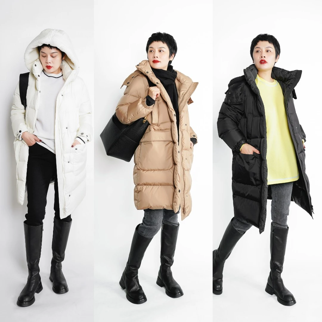 【meebest】(原1680) E22946时髦花瓣帽可拆卸中长款鹅绒服