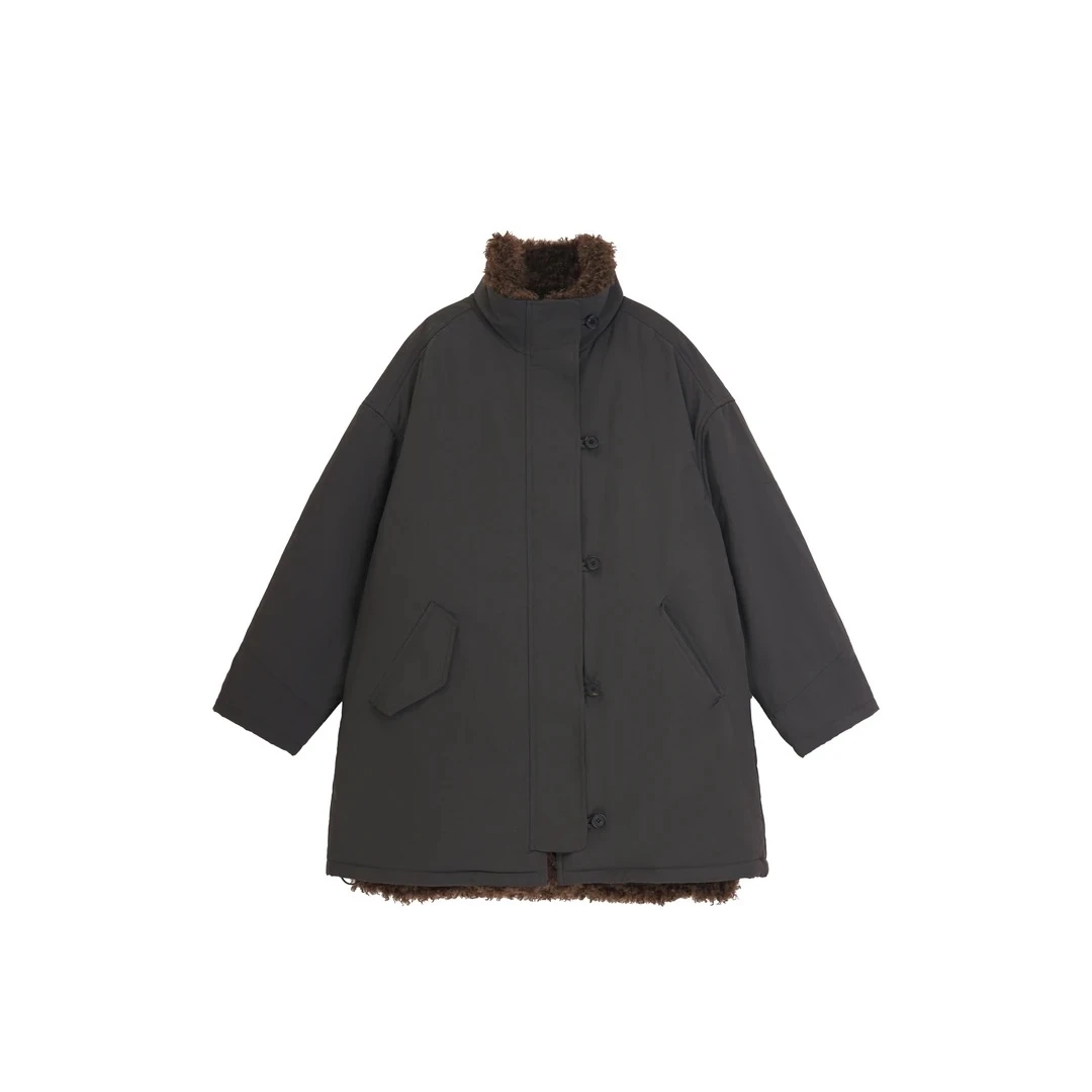 【meebest】(原1680) W24721可拆卸两件式羊毛填充中长款派克外套