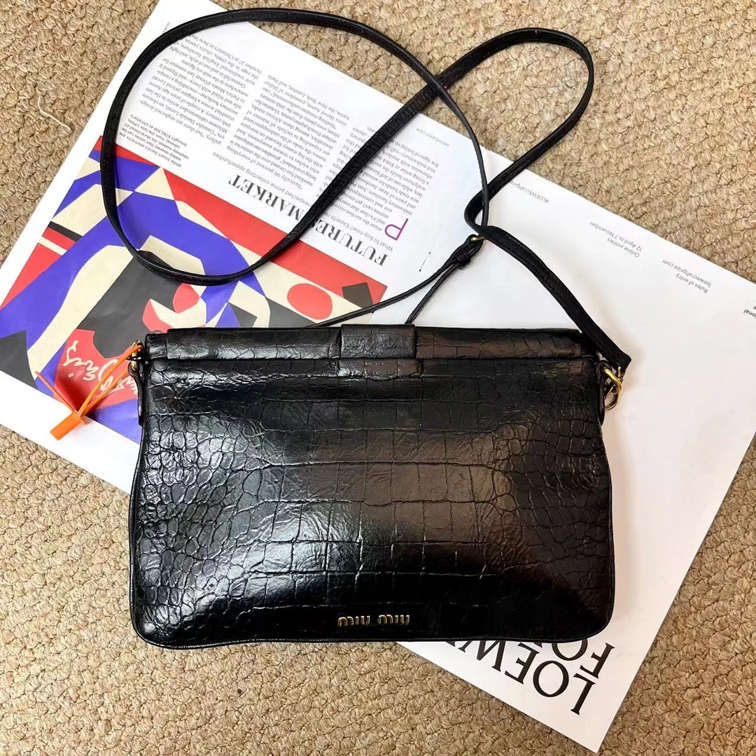 95新 MIU MIU/缪缪  XM/高级黑金 开口单肩斜跨包/LJ07624046改