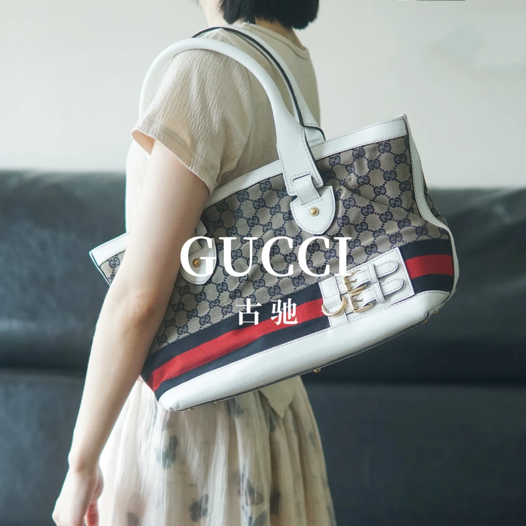 95新 GUCCI/古驰 单肩拼皮托特包/DD07615025/09