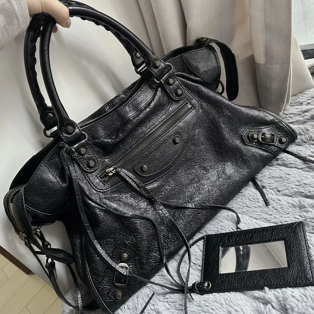 95新 Balenciaga/巴黎世家 XM/黑铜辣妹机车包斜挎包ZZ09110493改