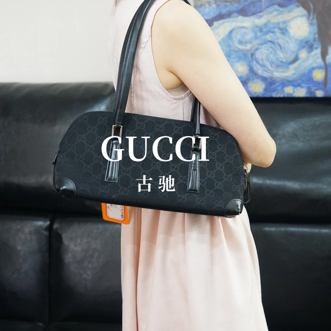 95新 GUCCI/古驰 黑色保龄球包/SD09822009/09