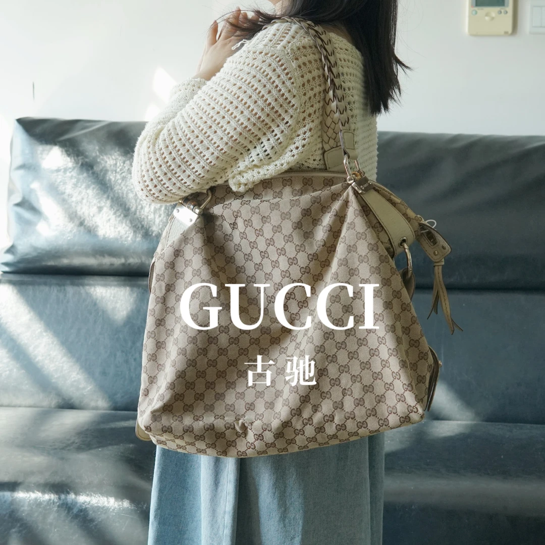 95新 GUCCI/古驰  95新 古驰 老花竹节单肩包/WP08519035/T台