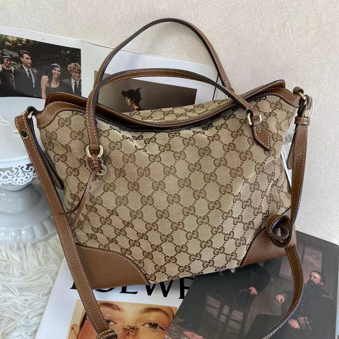 95新 GUCCI/古驰 XM/美拉德棕满印老花手提斜挎包/SC10602507