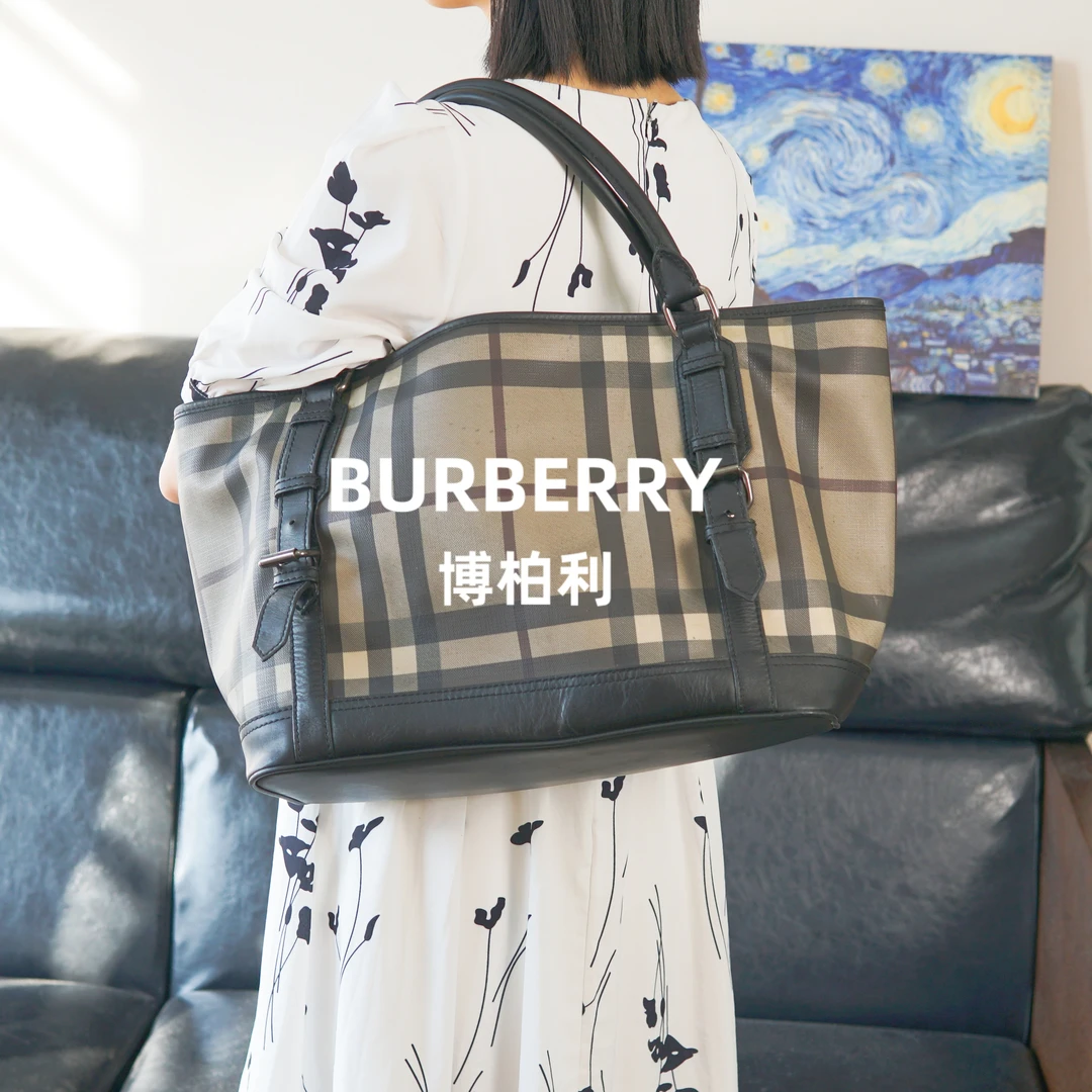 95新 BURBERRY/博柏利 格纹单肩托特包/PP08419071/9071/T台