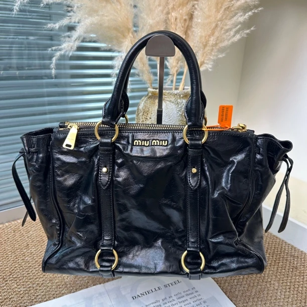 95新 MIU MIU/缪缪  XM/黑金气质辣妹手提机车包/ZZ07525519/改
