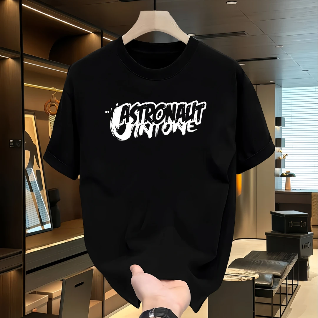 美式重磅纯棉短袖男士黑色半袖T恤衫男款爆款2024新款时尚宽松T恤