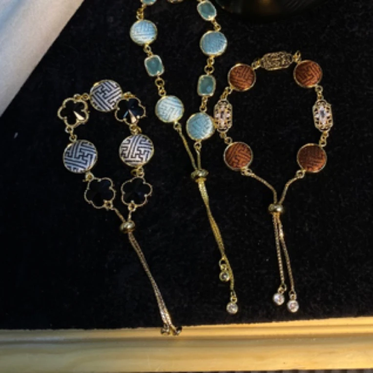 铜合金布艺手链 民族风推拉手链