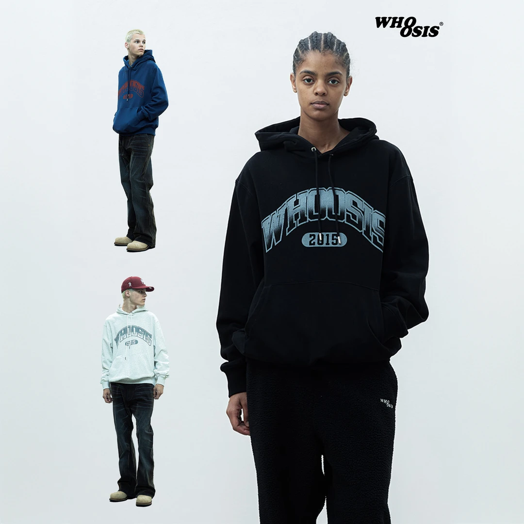 【年货节】WHOOSIS（不知其名）复古渐变文字帽衫美式卫衣连帽宽松