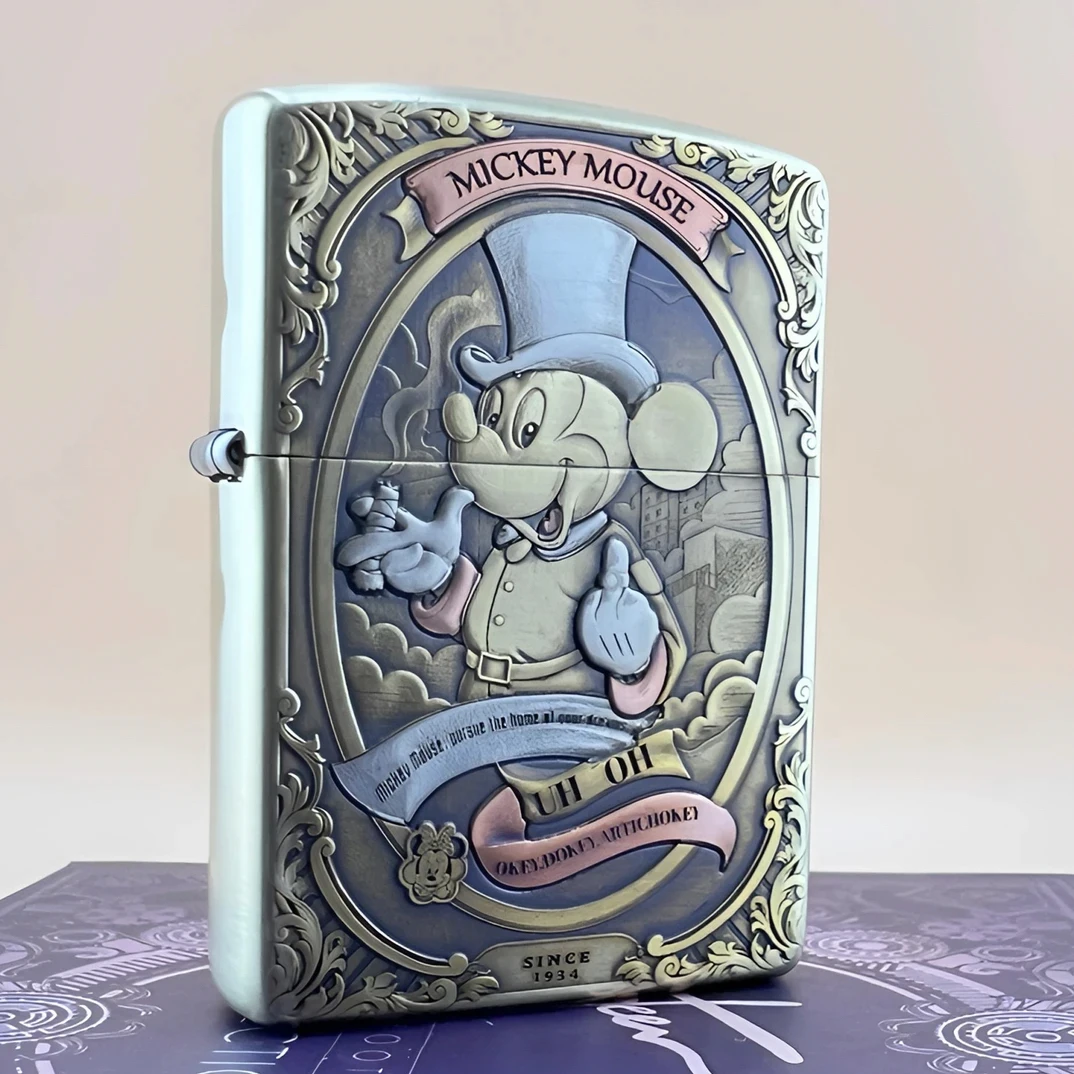 ZIPPO-DIY黄铜盔甲米老鼠贴章打火机可爱经典怀旧礼物DY9912GQ