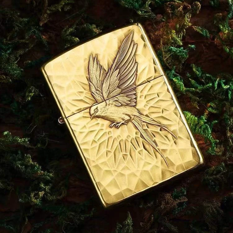 ZIPPO打火机-DIY鬼王-黄铜盔甲-手雕万花筒燕子观音胸针DY9912FD