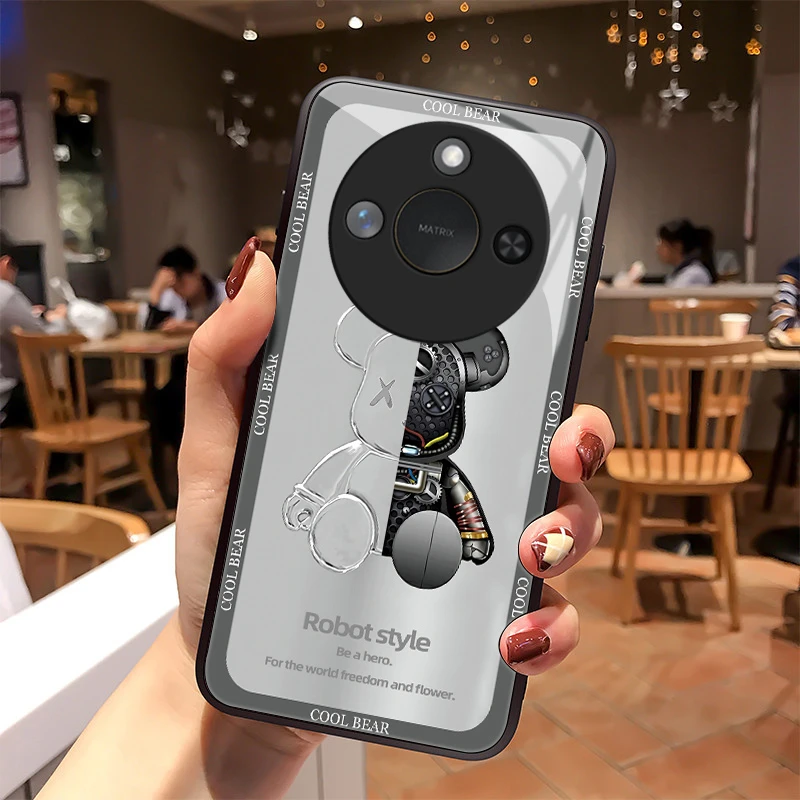 机械小熊适用华为荣耀x60pro手机壳荣耀X60玻璃散热质感女款男生