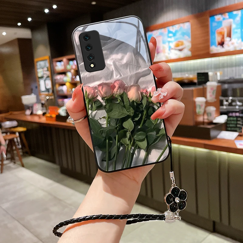 粉红花朵适用中国移动nzoneS7pro手机壳nzoneS7玻璃s7pro+网红女