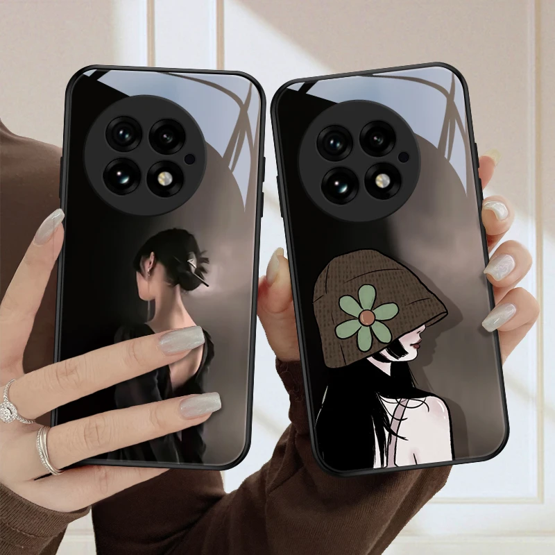 背影女孩适用一加13手机壳1加13玻璃网红新款全包时尚防摔散热高