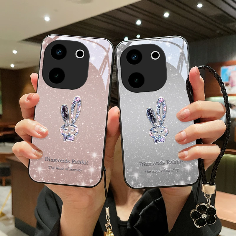 星闪小兔适用VIVOY200手机壳高级玻璃壳Y200GT女挂绳软边防摔爆款