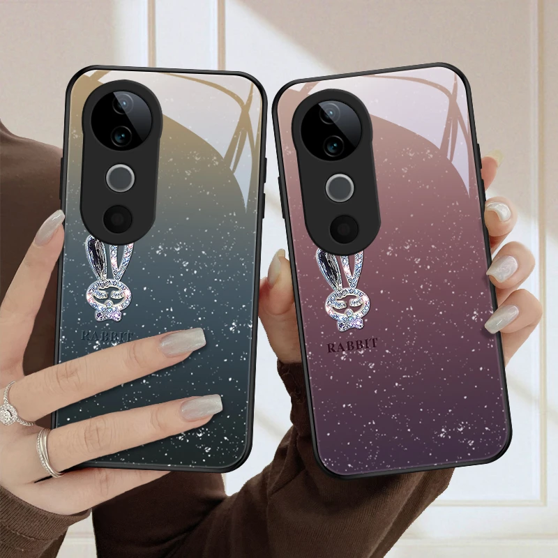 星耀小兔适用VIVOS19手机壳vivos19pro玻璃S19Pro女款网红简约硬