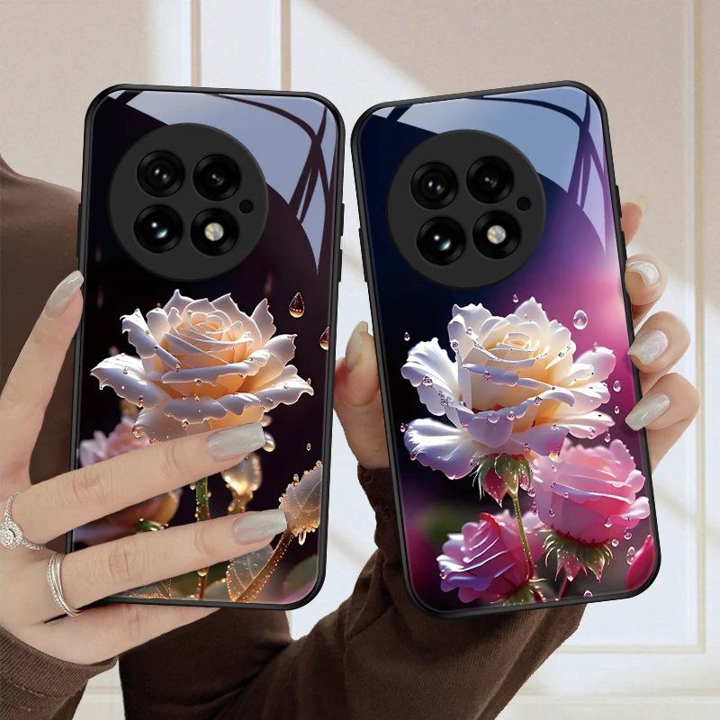 盛开花朵适用一加13手机壳1加13保护套全包防摔散热玻璃新款限量