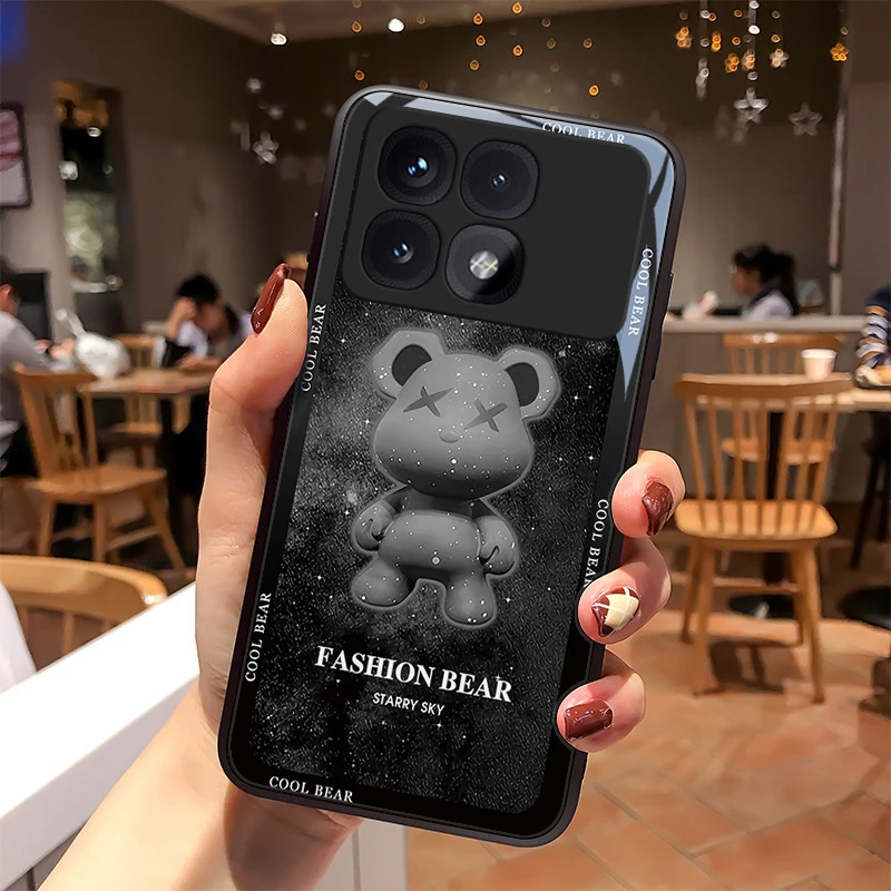 炫酷熊适用红米k70至尊版手机壳K70至尊版玻璃高级感散热外壳创意