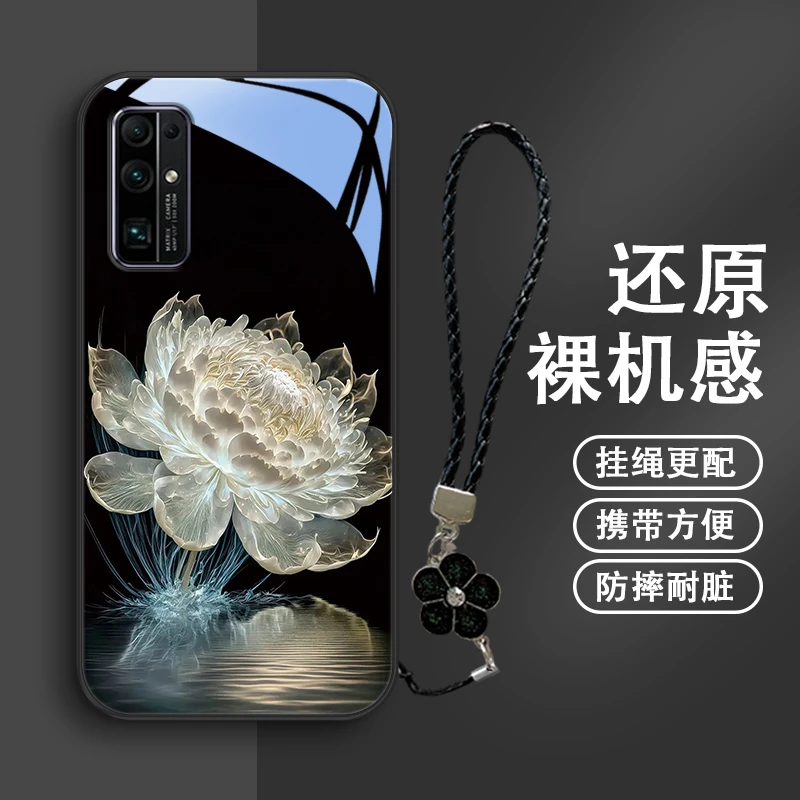 水光莲花适用华为荣耀30s手机壳honor30玻璃30pro保护套30青春版