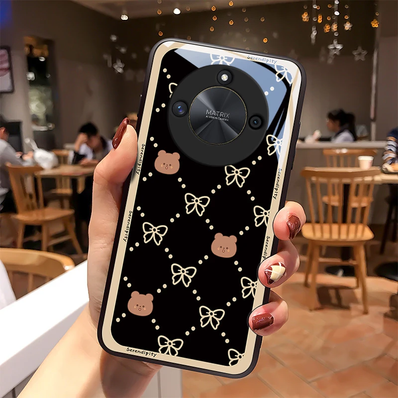 幸运熊适用华为荣耀X50手机壳荣耀x50玻璃保护套防摔镜头高级感个