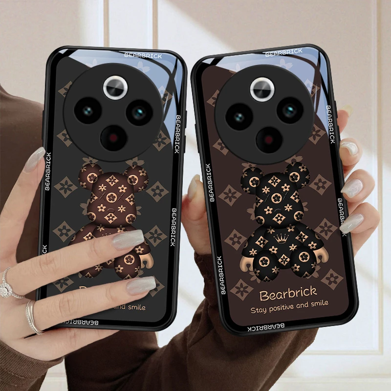 老花熊适用VIVOY300Pro手机壳玻璃创意网红新款镜面男女款超火全