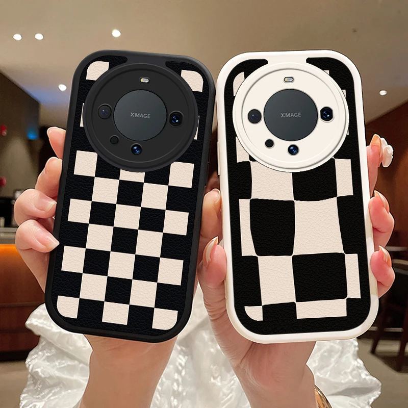 黑白格适用华为mate60pro手机壳Mate60女款高级保护套硅胶防摔软