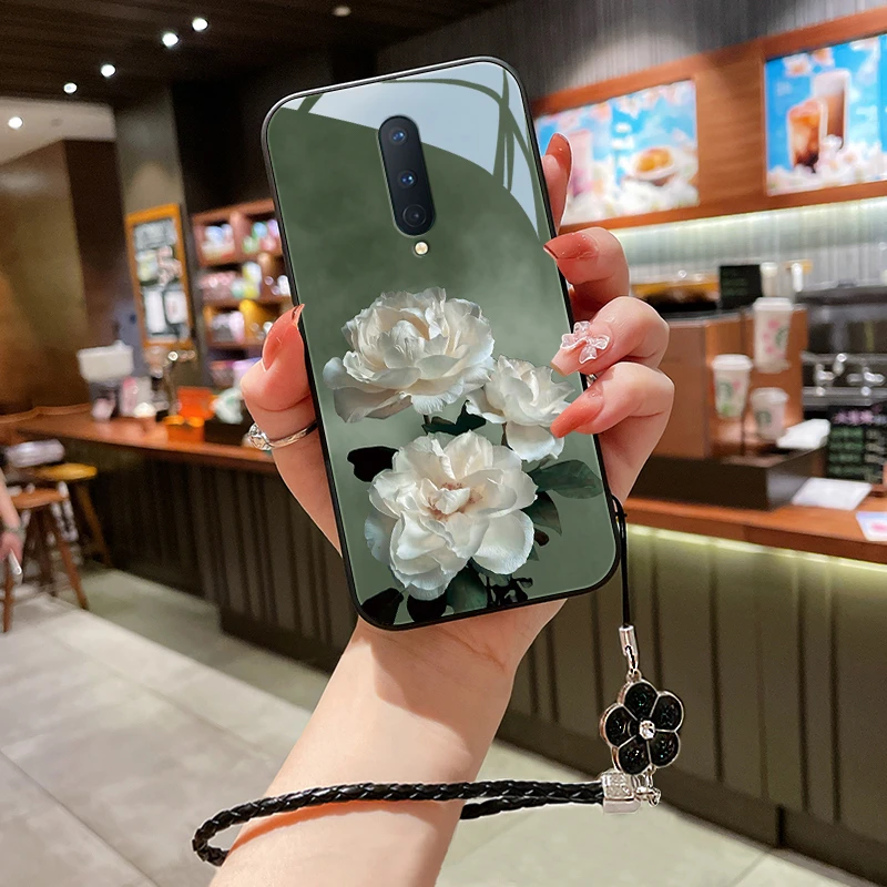 洁白花朵一加8pro手机壳1加8玻璃一加8t防摔全包1加7/pro女款挂绳