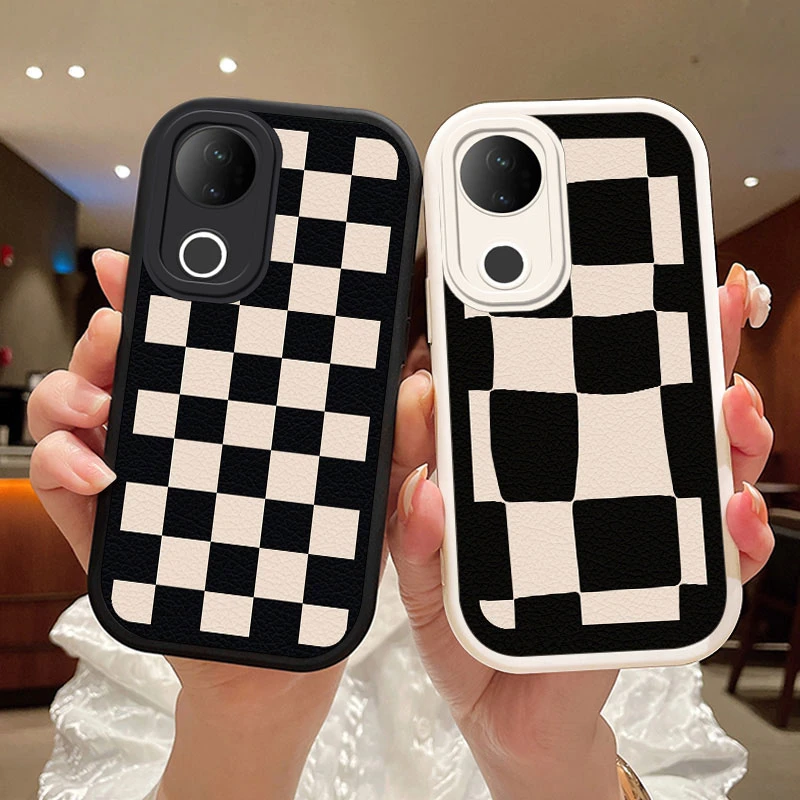 黑白格适用vivoS20手机壳vivoS20Pro女款高级保护套硅胶防摔软壳