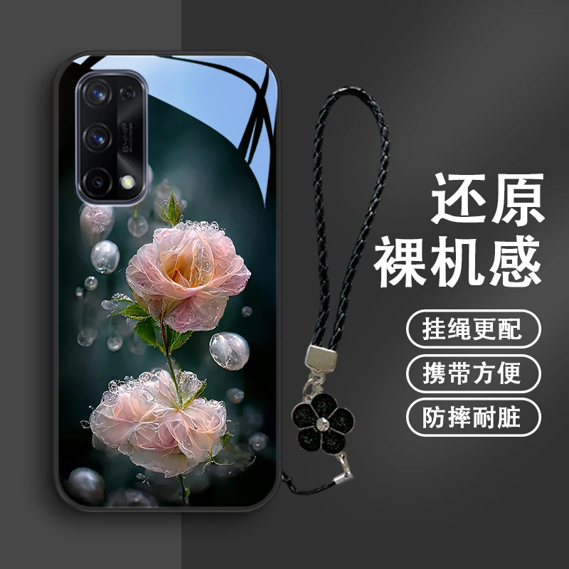 淡粉花朵适用oppo真我x7手机壳realmex7pro保护套realmex/x2/x2p