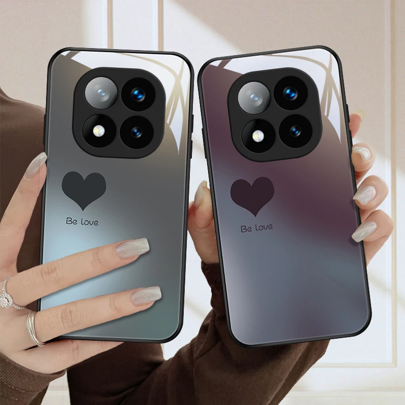 质感爱心适用红米note14pro手机壳Note14pro+硅胶玻璃新款超火男
