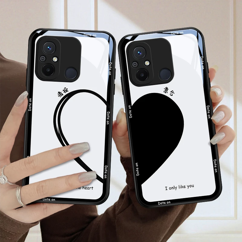 恋爱心适用小米红米12C手机壳redmi12c玻璃质感男生女款12C保护套