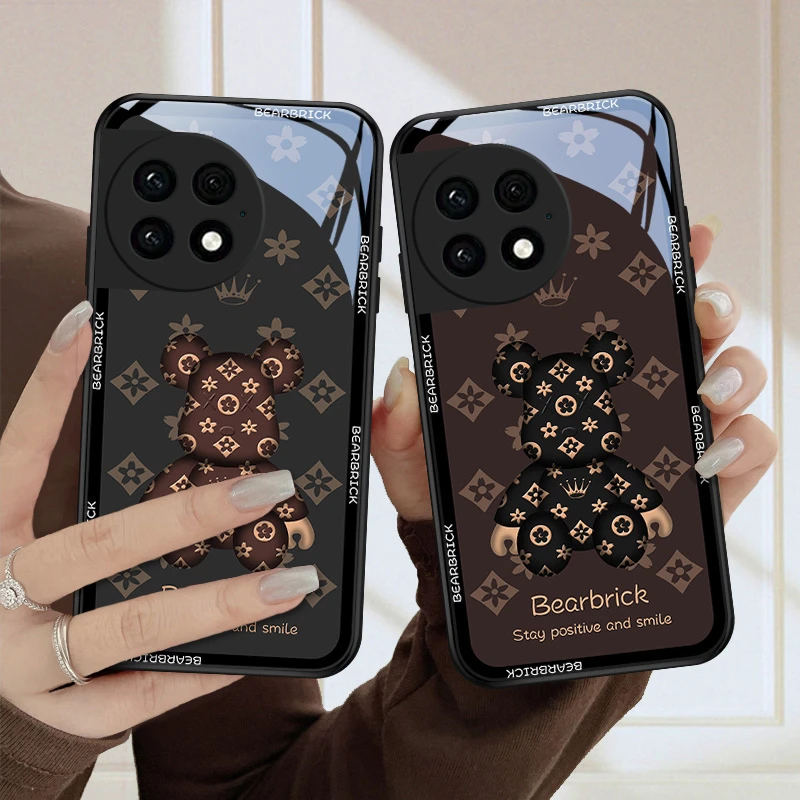 老花熊适用一加Ace2pro手机壳1加Ace2Pro玻璃壳创意网红新款镜面