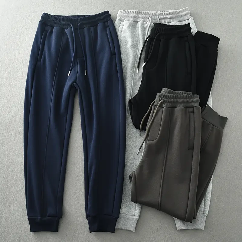 加绒加厚线条设计束脚卫裤！秋冬男士保暖不臃肿时尚宽松休闲裤潮