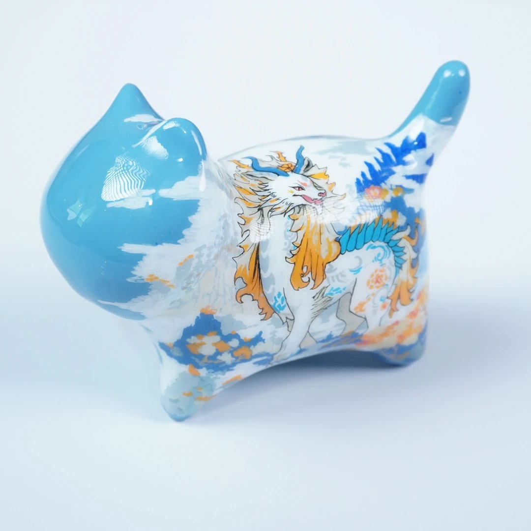 一物一拍 13cm猫爷爷纯手工绘画桌面摆件