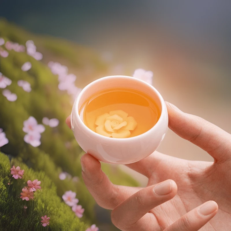 粉色手工捏花羊脂玉瓷女士主人杯陶瓷功夫茶具品茗杯茶杯罗汉杯