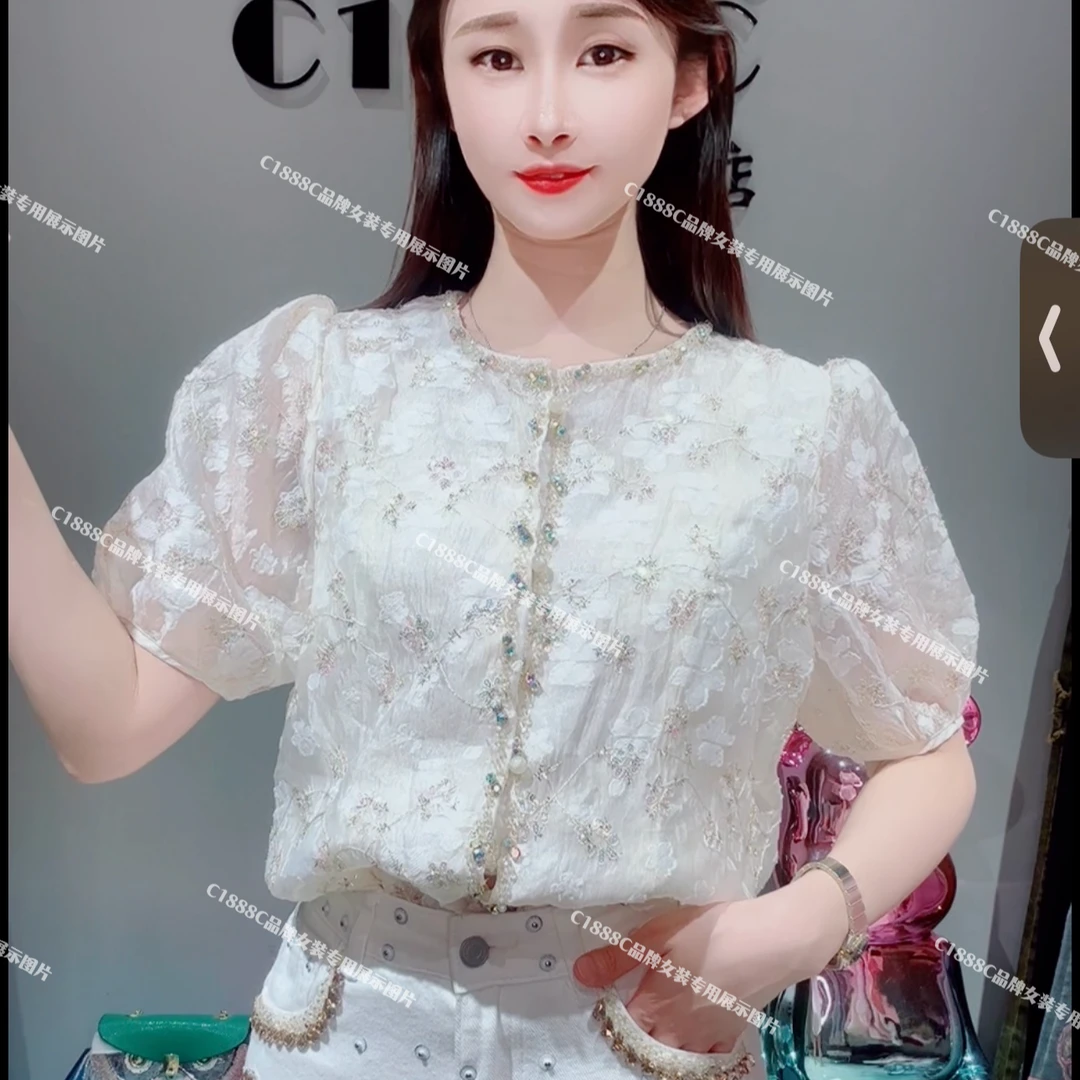 2200#C1888C品牌正品高端订制重工时尚上衣