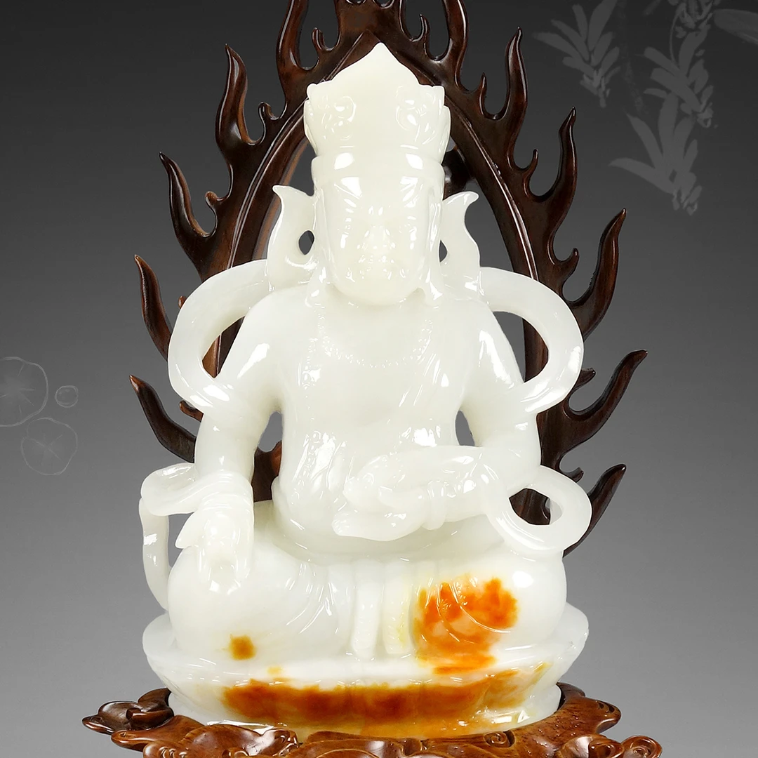 【玉雕大师作品】和田玉《黄财神》摆件3176