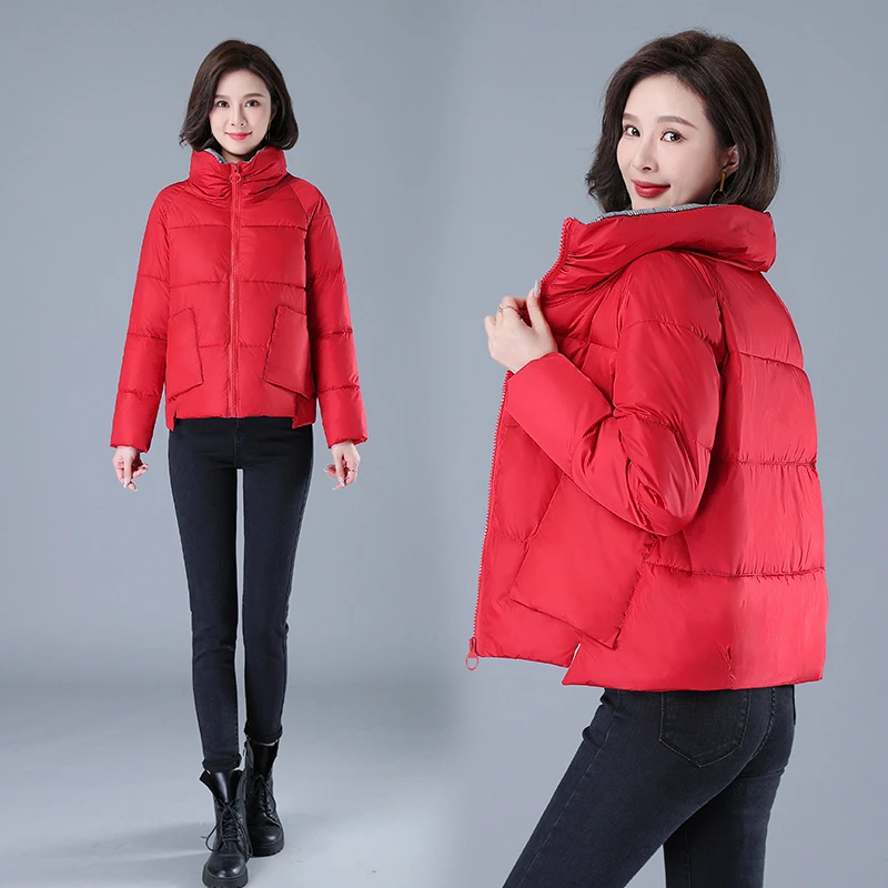 2025冬季新款小个子加厚立领棉服女大码短款宽松保暖棉袄外套