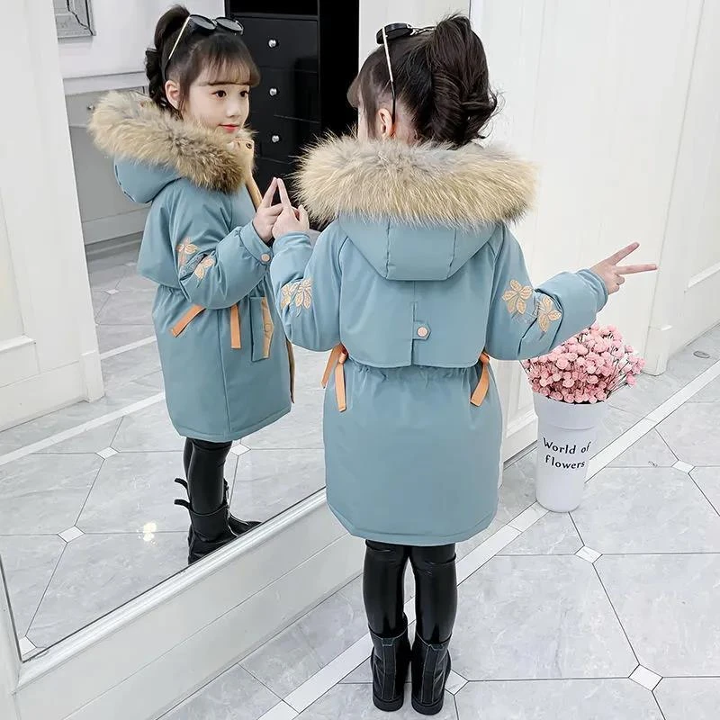 女童服洋气女童衣新款冬装儿童袄中长款外套韩版中大童